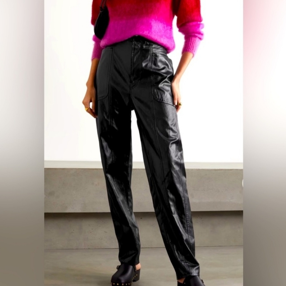 ISABEL MARANT ÉTOILE TessiniFaux Leather taper pants Sz 38